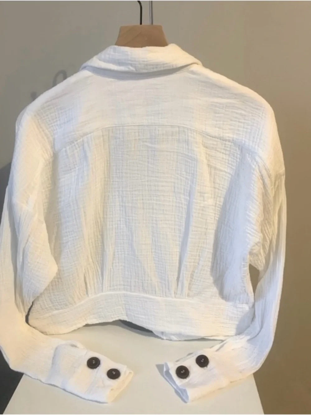 Free People White Button-Front Tie-Hem Shirt